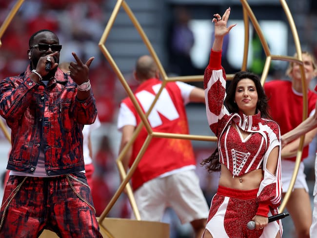 Vegedream y Nora Fatehi actúan durante la ceremonia inaugural previa al partido del Grupo B de la Copa Mundial de la FIFA 2026 entre Canadá y Bosnia y Herzegovina, celebrado en el Estadio de Toronto el 12 de junio de 2026 en Toronto, Ontario.