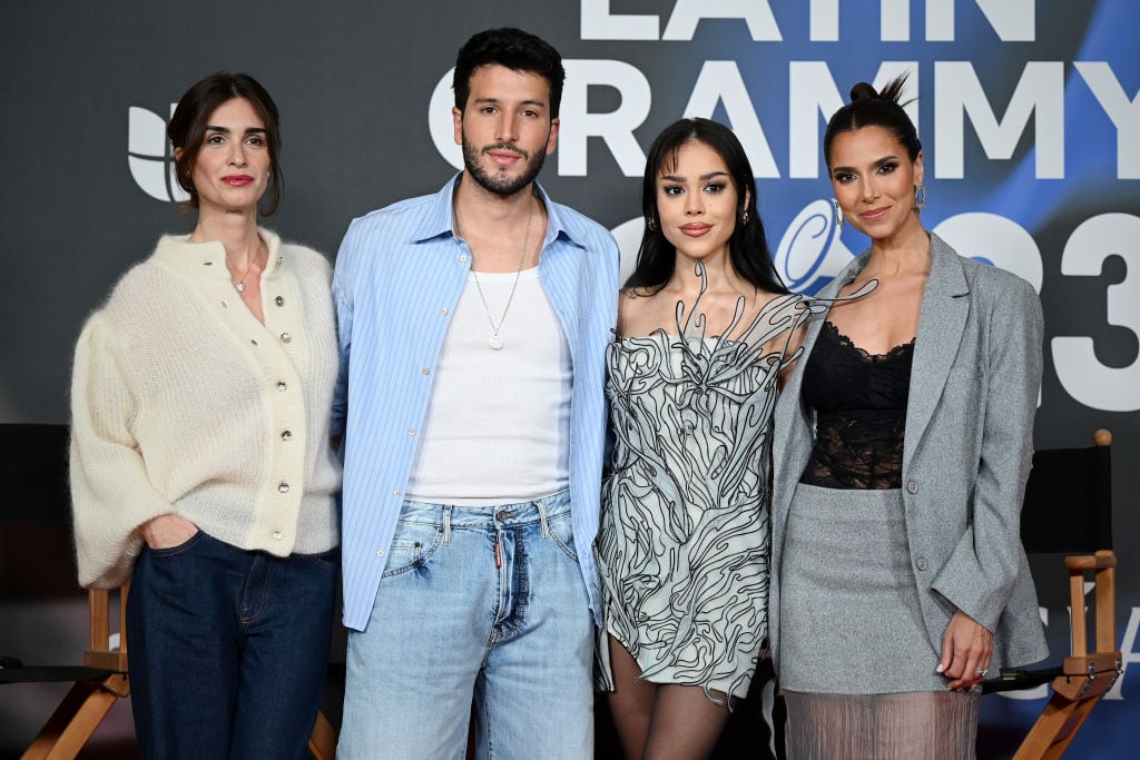 Paz Vega, Sebastian Yatra, Danna Paola and Roselyn Sanchez during the Host Press Conference at the 24th Annual Latin Grammy Awards on November 14, 2023 in Seville, Spain. Borja B. Hojas/Getty Images for Latin Recording Academy