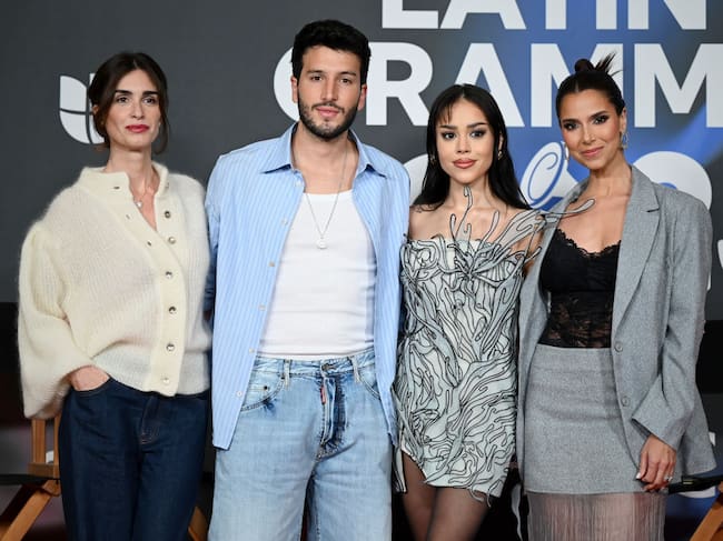 Paz Vega, Sebastian Yatra, Danna Paola and Roselyn Sanchez during the Host Press Conference at the 24th Annual Latin Grammy Awards on November 14, 2023 in Seville, Spain. Borja B. Hojas/Getty Images for Latin Recording Academy