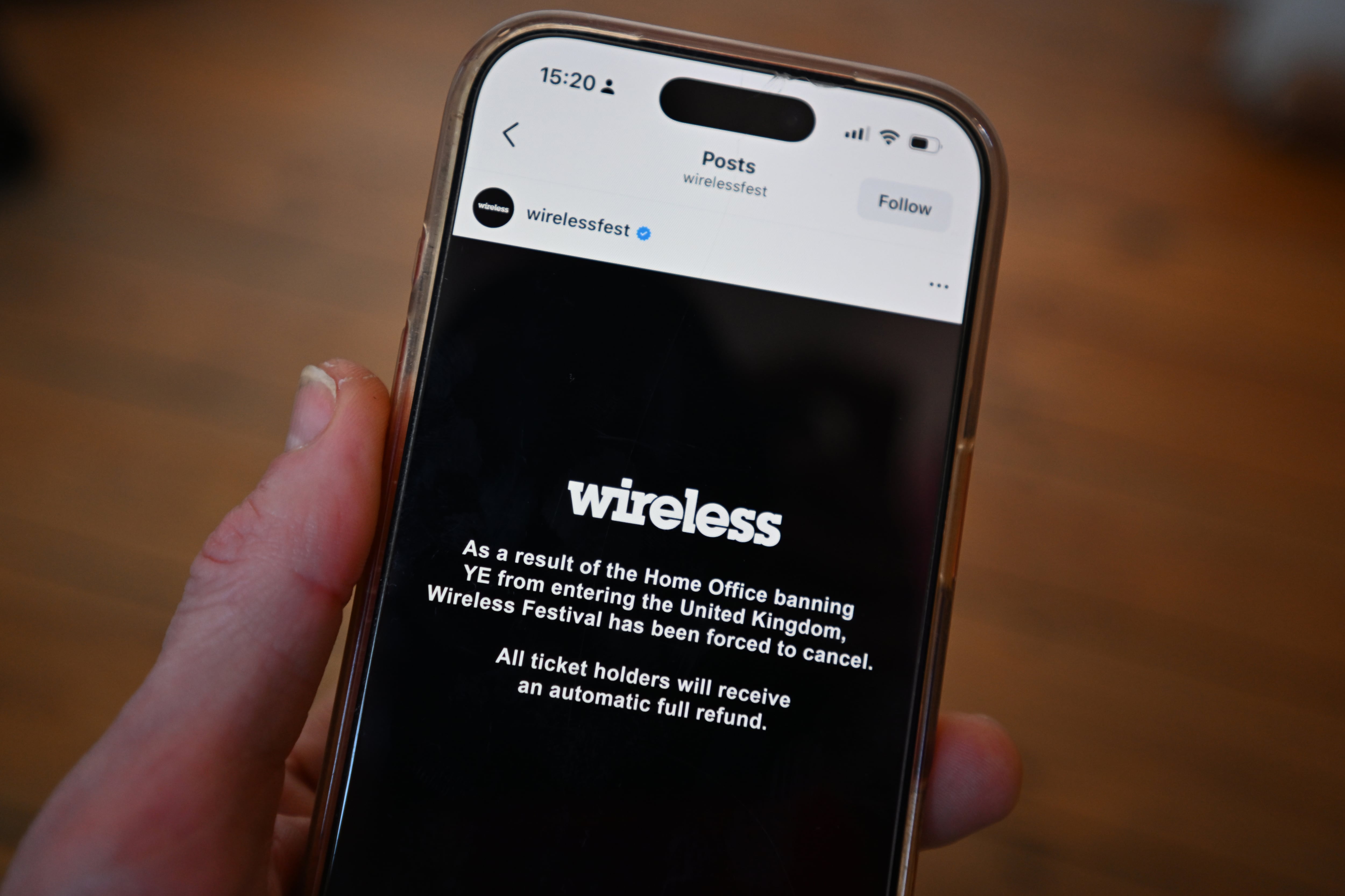 Cancelación del Wireless Festival. Kate Green/Getty Images