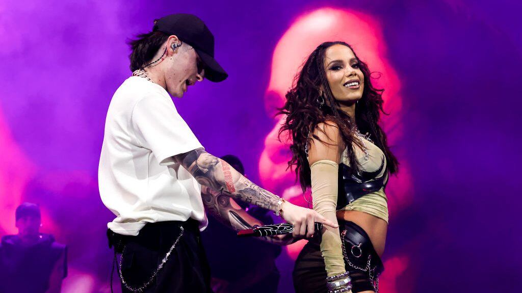 Peso Pluma and Anitta perform at the Coachella Stage during the 2024 Coachella Valley Music and Arts Festival at Empire Polo Club on April 19, 2024 in Indio, California. Frazer Harrison/Getty Images for Coachella