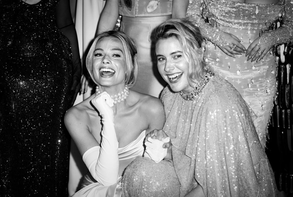 Margot Robbie and Greta Gerwig on July 12, 2023 in London, England. Gareth Cattermole / Getty Images.
