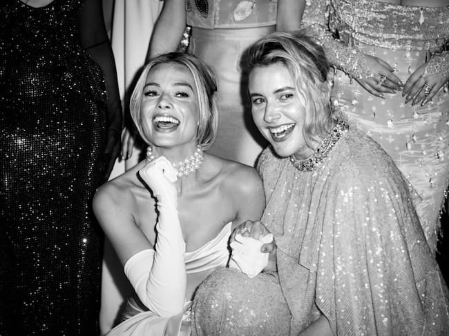 Margot Robbie and Greta Gerwig on July 12, 2023 in London, England. Gareth Cattermole / Getty Images.