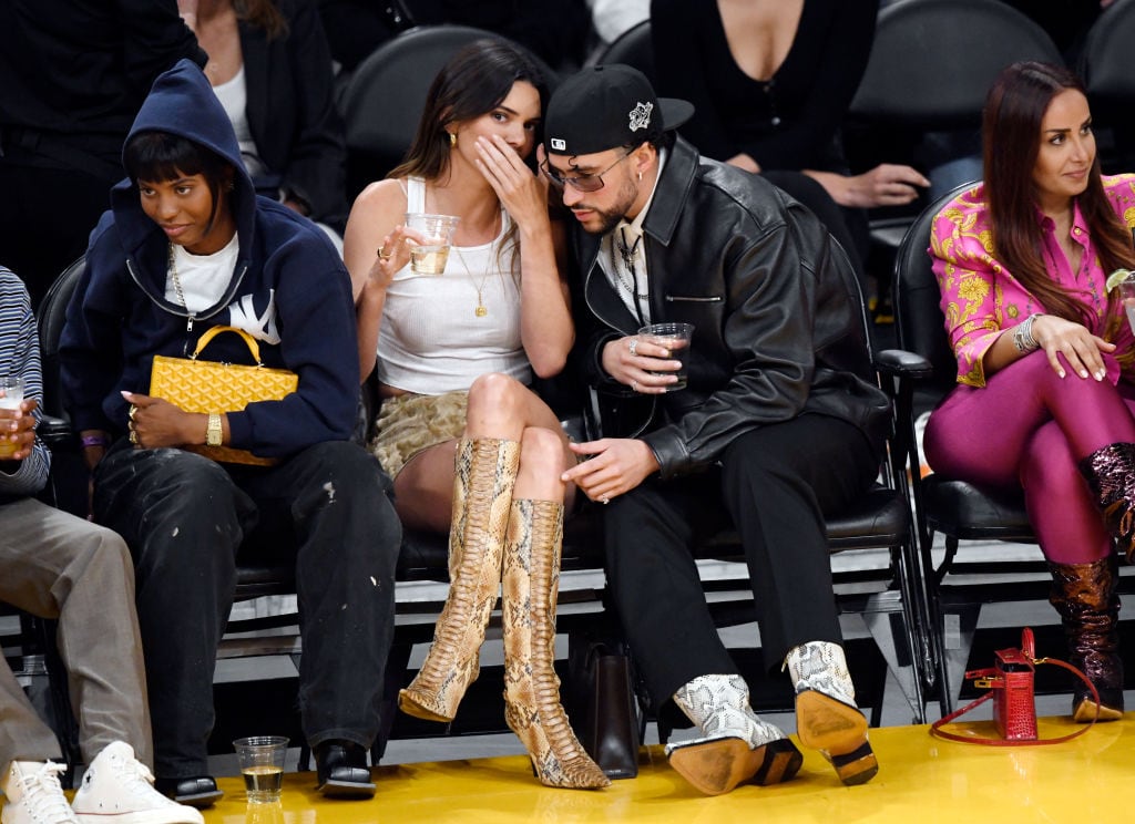 Bad Bunny and Kendall attend the Playoffs between the Lakers and Golden State Warriors. Kevork Djansezian / Getty Images