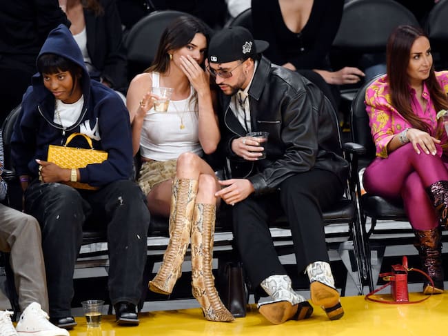 Bad Bunny and Kendall attend the Playoffs between the Lakers and Golden State Warriors. Kevork Djansezian / Getty Images