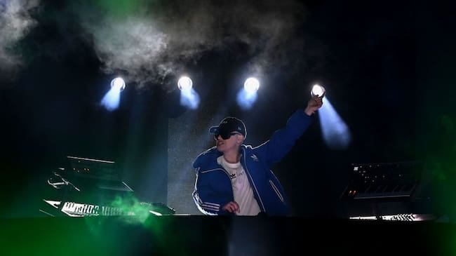 Bizarrap performs onstage during the BZRP Live Tour in Buenos Aires.Luis ROBAYO / AFP