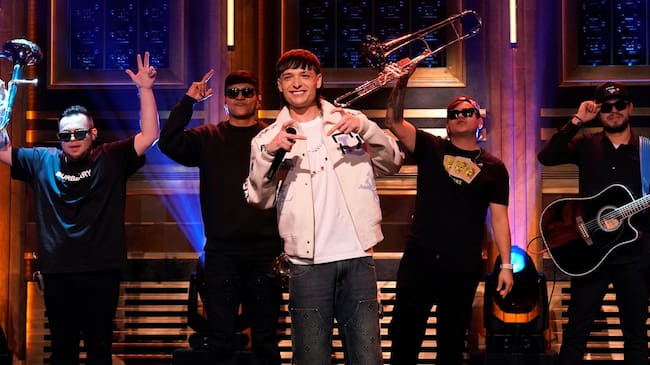 Peso Pluma on The Tonight Show with Jimmy Fallon / Getty Images