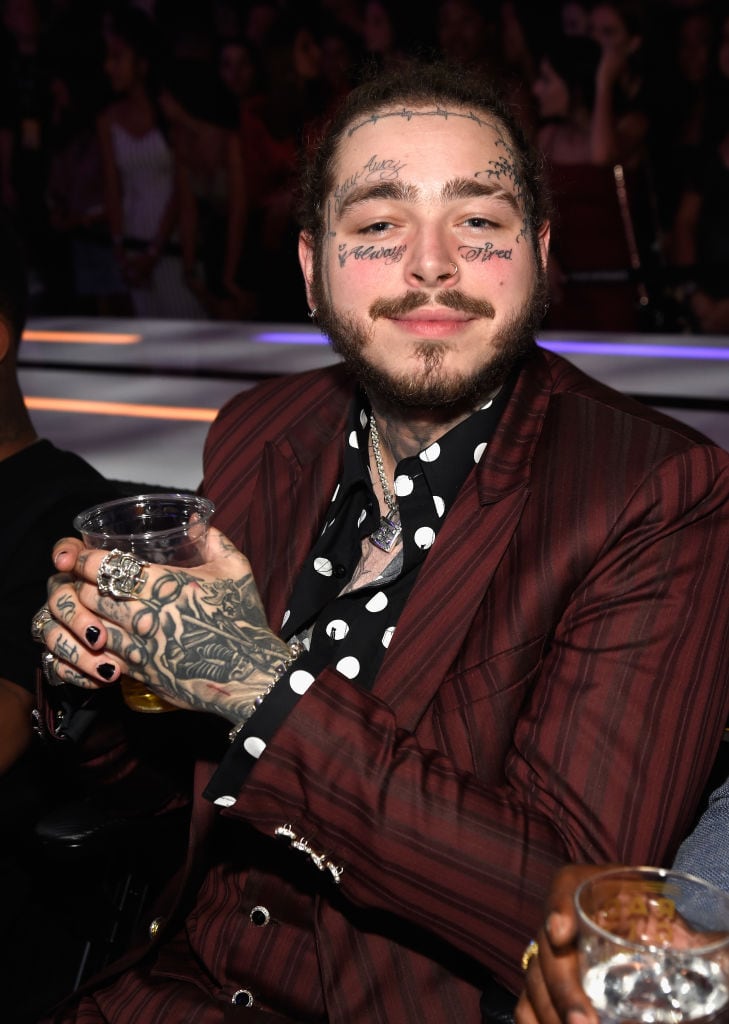 Post Malone inside the 2018 MTV Video Music Awards. Kevin Mazur/Getty.