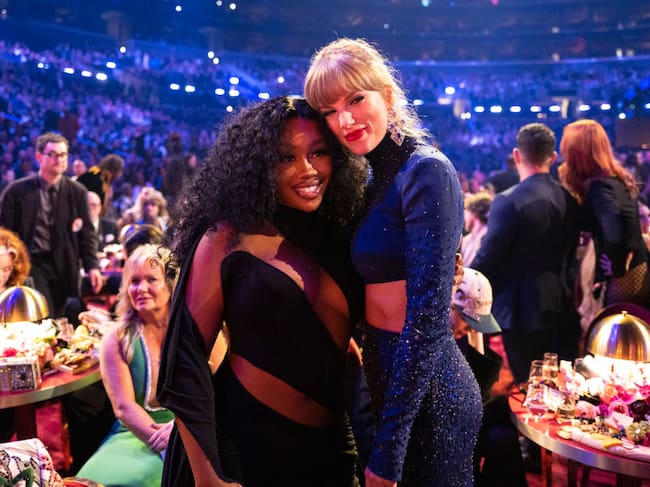 SZA and Taylor Swift seen during the 65th GRAMMY Awards at Crypto.com Arena on February 05, 2023 in Los Angeles, California. John Shearer/Getty Images for The Recording Academy