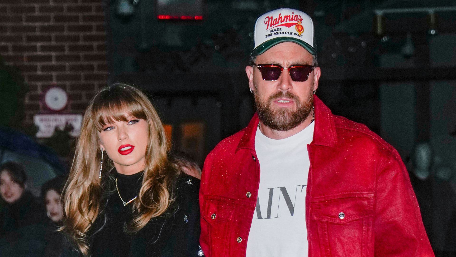 Taylor Swift and Travis Kelce are seen on December 28, 2024 in New York City. (XNY/Star Max/GC Images)
