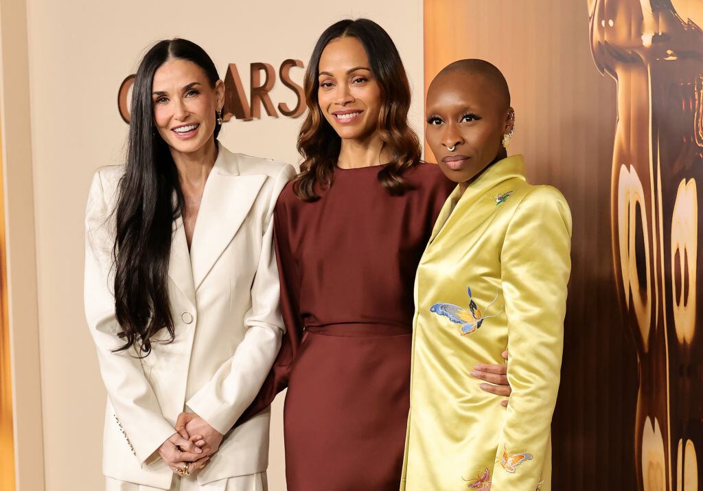 Demi Moore, Zoe Saldana and Cynthia Erivo attend the 97th Annual Oscars Nominees Dinner at the Academy Museum of Motion Pictures on February 25, 2025 in Los Angeles, California. Emma McIntyre/WireImage
