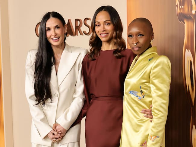 Demi Moore, Zoe Saldana and Cynthia Erivo attend the 97th Annual Oscars Nominees Dinner at the Academy Museum of Motion Pictures on February 25, 2025 in Los Angeles, California. Emma McIntyre/WireImage