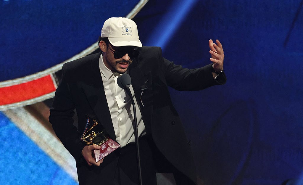 On November 13, 2025, Bad Bunny accepts the Best Urban Song award for “LA MuDANZA” during the 26th Annual Latin Grammy Awards at the MGM Grand Garden Arena in Las Vegas, Nevada.