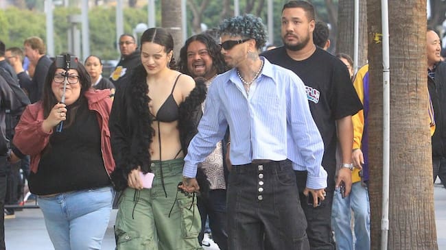Rosalia and Rauw Alejandro are seen on April 11, 2023 in Los Angeles, California. Hollywood To You/Star Max/GC Images