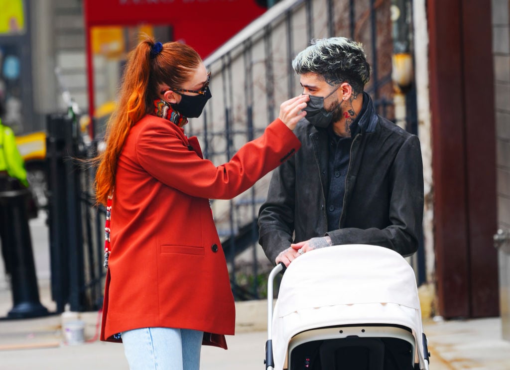 Gigi Hadid and Zayn Malik take baby Khai on a walk to lunch at The Smile on March 25, 2021 in New York City. Gotham / GC Images
