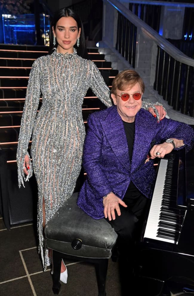Dua Lipa and Sir Elton John at the 29th Annual Elton John AIDS Foundation Academy Awards Viewing. David M. Benett/Getty Images.
