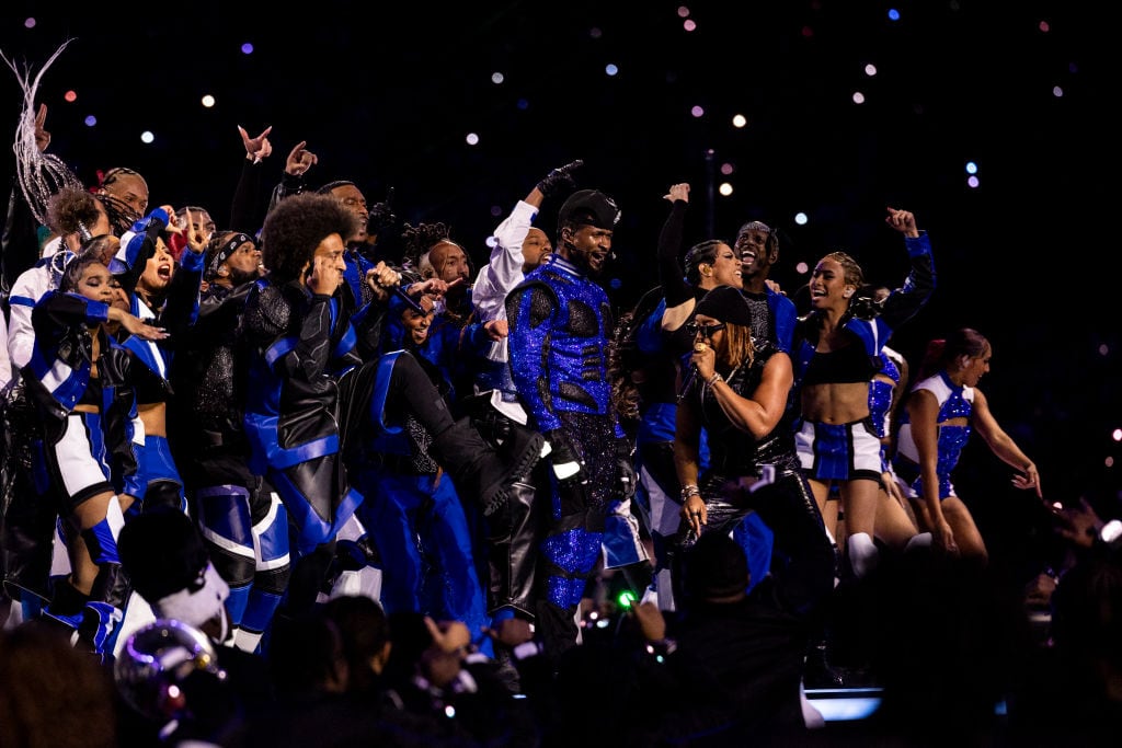Usher performs during Apple Music Super Bowl LVIII Halftime Show at Allegiant Stadium on February 11, 2024 in Las Vegas, Nevada. Lauren Leigh Bacho/Getty Images