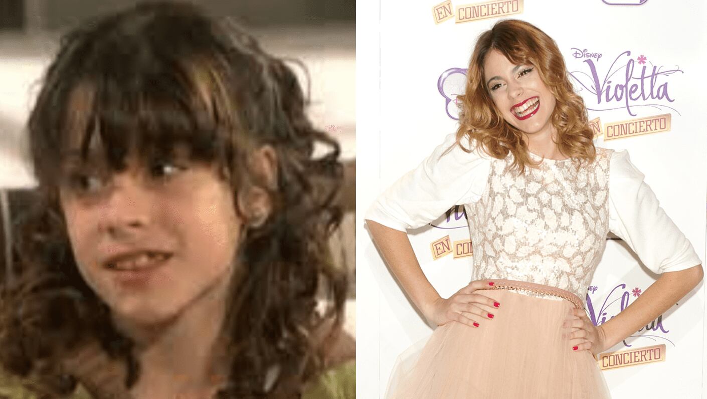 Tini in ‘Patito Feo’ and in 2013. YouTube/Getty Images.