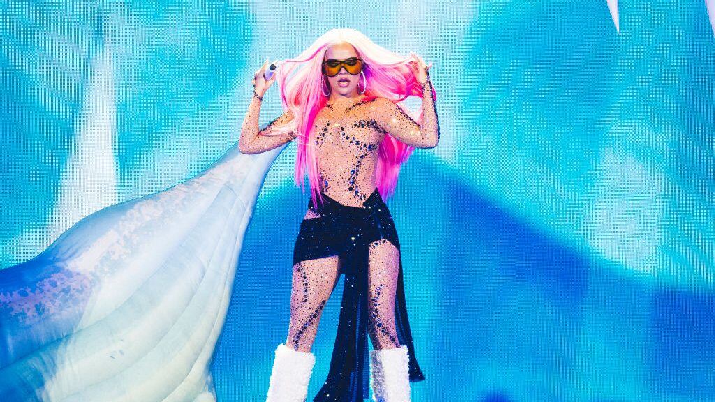 Karol G performs on stage at Santiago Bernabéu Stadium on July 20, 2024 in Madrid, Spain. (Mariano Regidor/Getty Images)