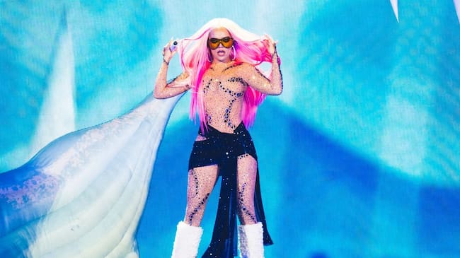 Karol G performs on stage at Santiago Bernabéu Stadium on July 20, 2024 in Madrid, Spain. (Mariano Regidor/Getty Images)