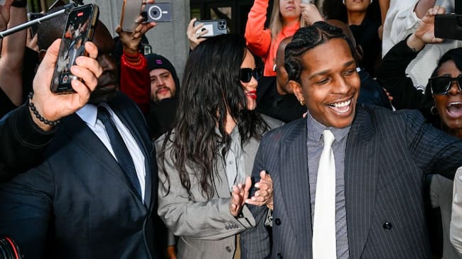 Rihanna and A$AP Rocky are seen outside of Clara Shortridge Foltz Criminal Justice Center