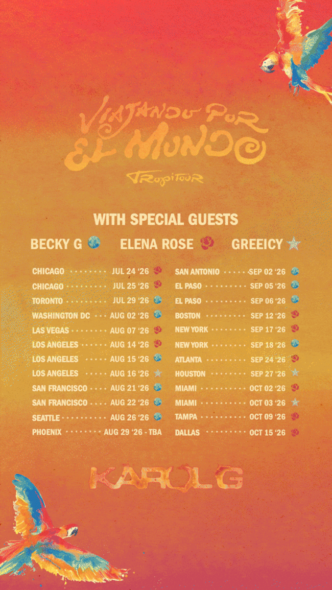 Karol G invita a Becky G, Elena Rose y Greeicy al TropiTour en Estados Unidos 2026