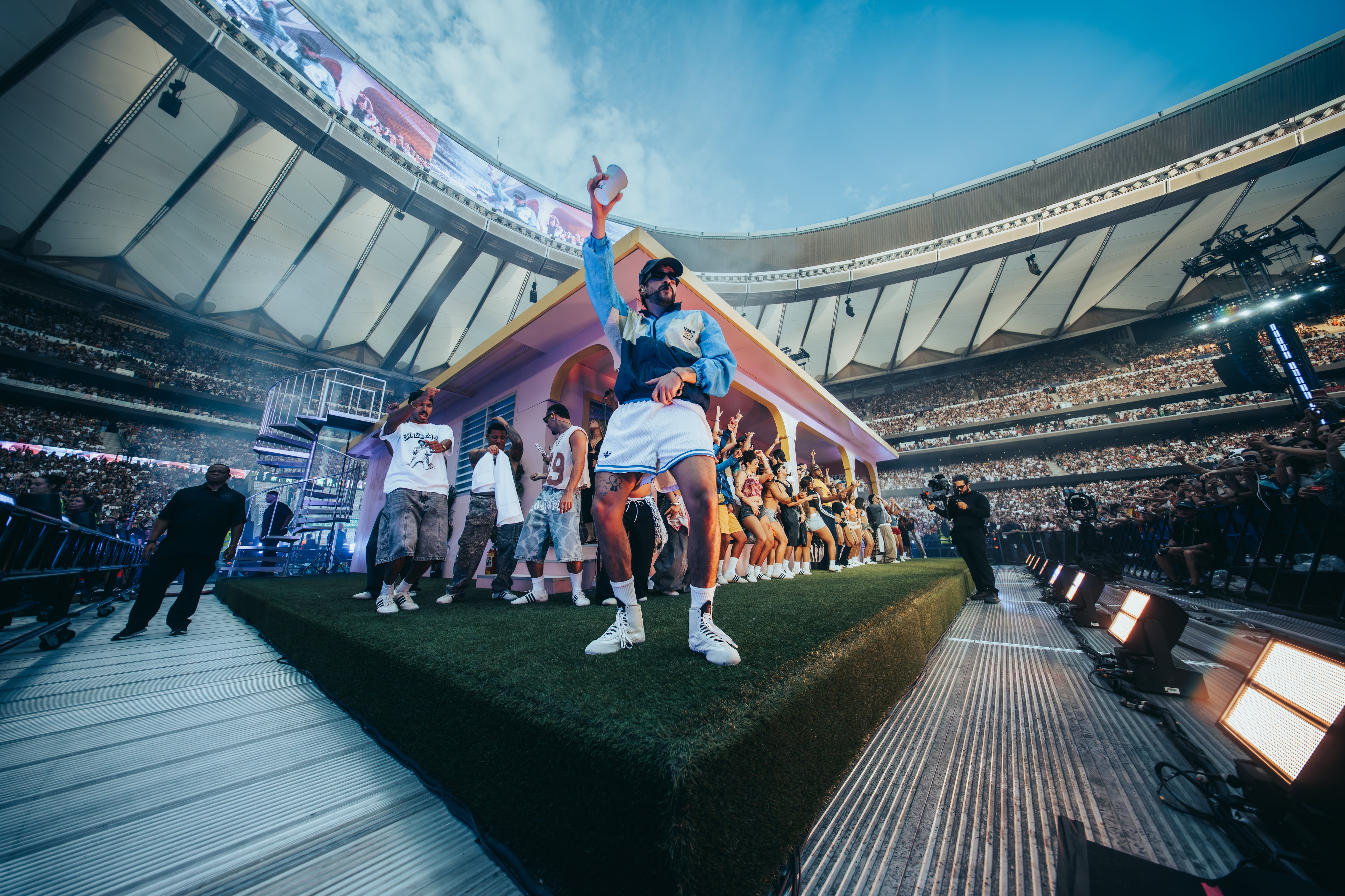 Bad Bunny, en su primer concierto en Madrid 2026.