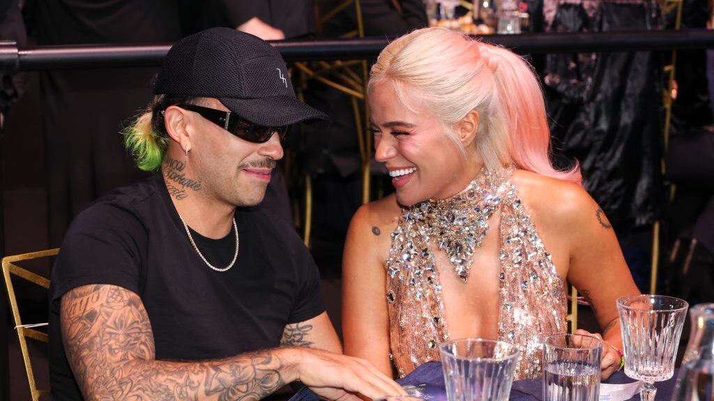 Feid and Karol G at Billboard Women In Music 2024 held at YouTube Theater on March 6, 2024 in Inglewood, California. Christopher Polk/Billboard via Getty Images