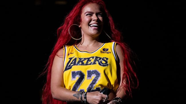 Karol G performs onstage at Calibash Latin Music Festival. Scott Dudelson / Getty Images