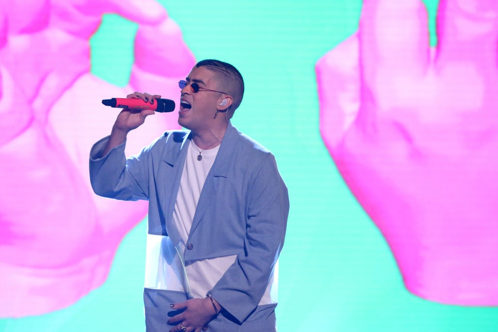 Bad Bunny performs «Estamos Bien» at the Tonight Show starring Jimmy Fallon on September 26, 2018. Andrew Lipovsky/NBCU Photo Bank/NBCUniversal via Getty Images via Getty Images