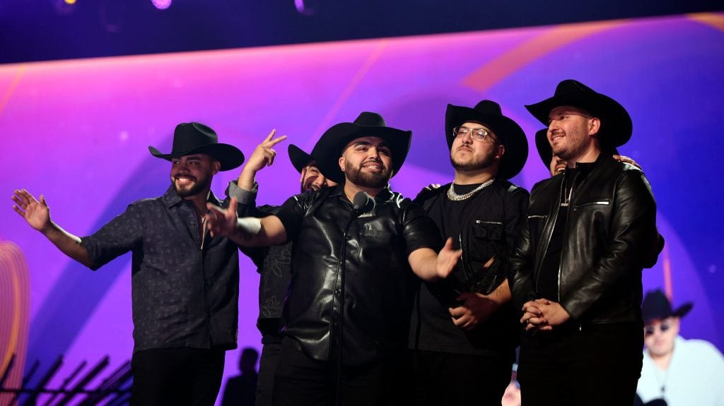 Grupo Frontera accept the Favorite Regional Mexican Song award onstage during the 2023 Latin American Music Awards at MGM Grand Garden Arena on April 20, 2023 in Las Vegas, Nevada. Mindy Small/Getty Images