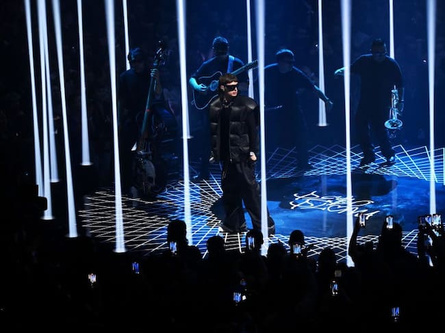 Peso Pluma performs onstage during the 2023 MTV Video Music Awards. Noam Galai/Getty Images.