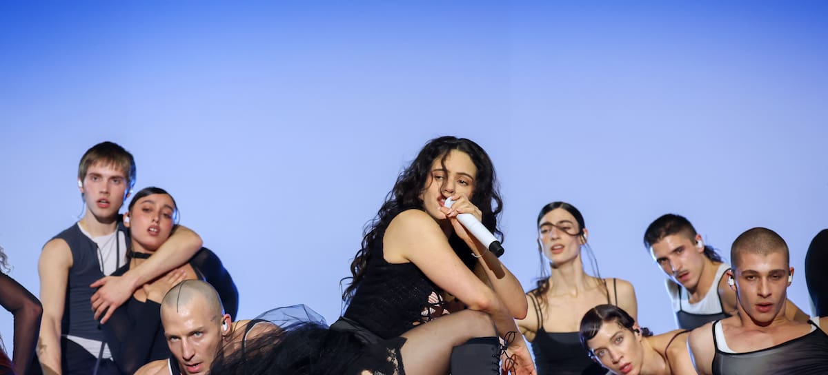 Rosalía performs on stage at The Accor Arena on March 18, 2026 in Paris, France.