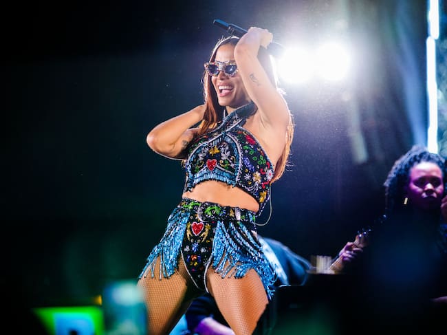 Anitta performs on stage during 'Ensaios de Carnaval da Anitta' show at Memorial da America Latina on February 4, 2024 in Sao Paulo, Brazil. Mauricio Santana/Getty Images