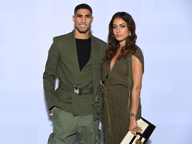 Achraf Hakimi and Hiba Abouk attend the Balmain Festival as part of Paris Fashion Week Womenswear Spring/Summer 2022 at La Seine Musicale on September 29, 2021 in Boulogne-Billancourt, France. Pascal Le Segretain/Getty Images For Balmain