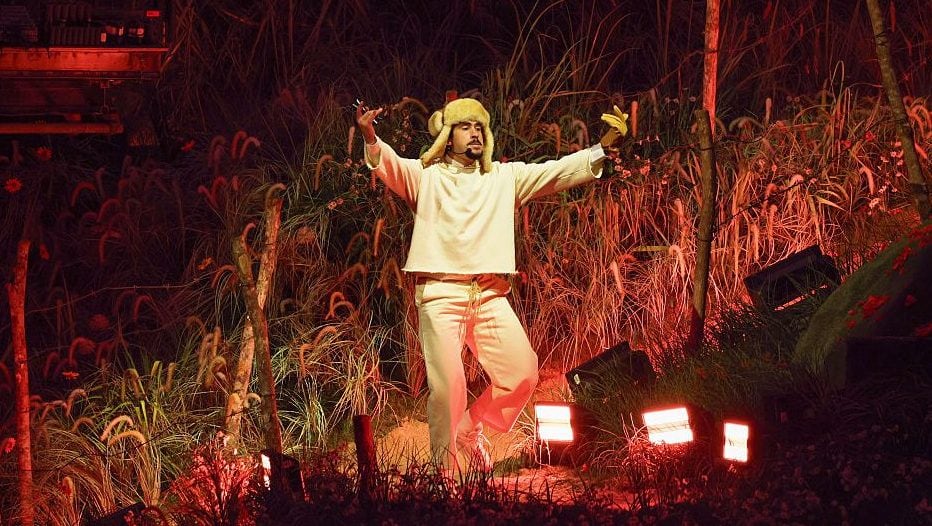 Bad Bunny performs onstage during Night One of Bad Bunny: ‘No Me Quiero Ir De Aqui’ Residencia En El Choli at Coliseo de Puerto Rico José Miguel Agrelot on July 11, 2025 in San Juan, Puerto Rico. (Kevin Mazur/Getty Images)