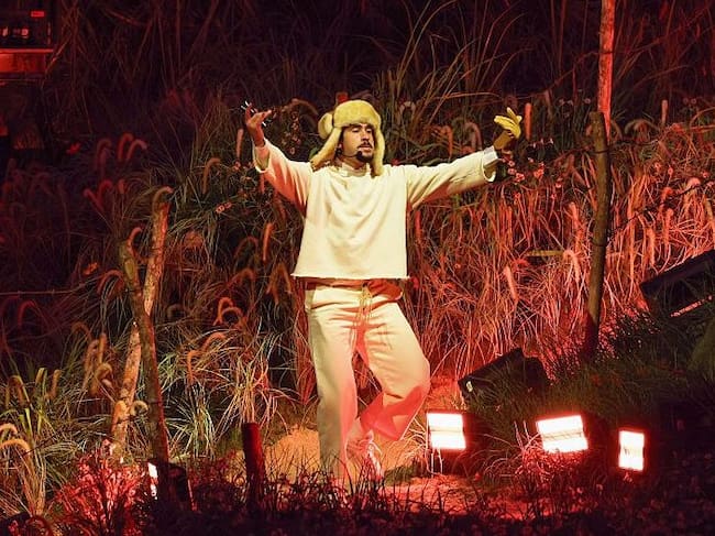 Bad Bunny performs onstage during Night One of Bad Bunny: ‘No Me Quiero Ir De Aqui’ Residencia En El Choli at Coliseo de Puerto Rico José Miguel Agrelot on July 11, 2025 in San Juan, Puerto Rico. (Kevin Mazur/Getty Images)