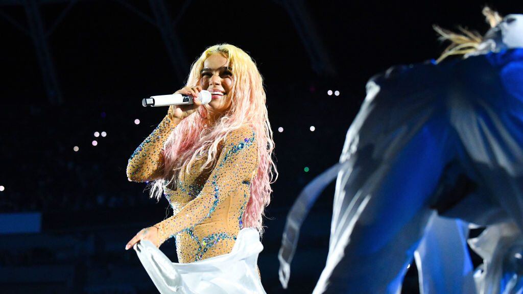 Karol G performs during her "Mañana Será Bonito" Tour at Camping World Stadium on September 24, 2023 in Orlando, Florida.  Gerardo Mora/Getty Images