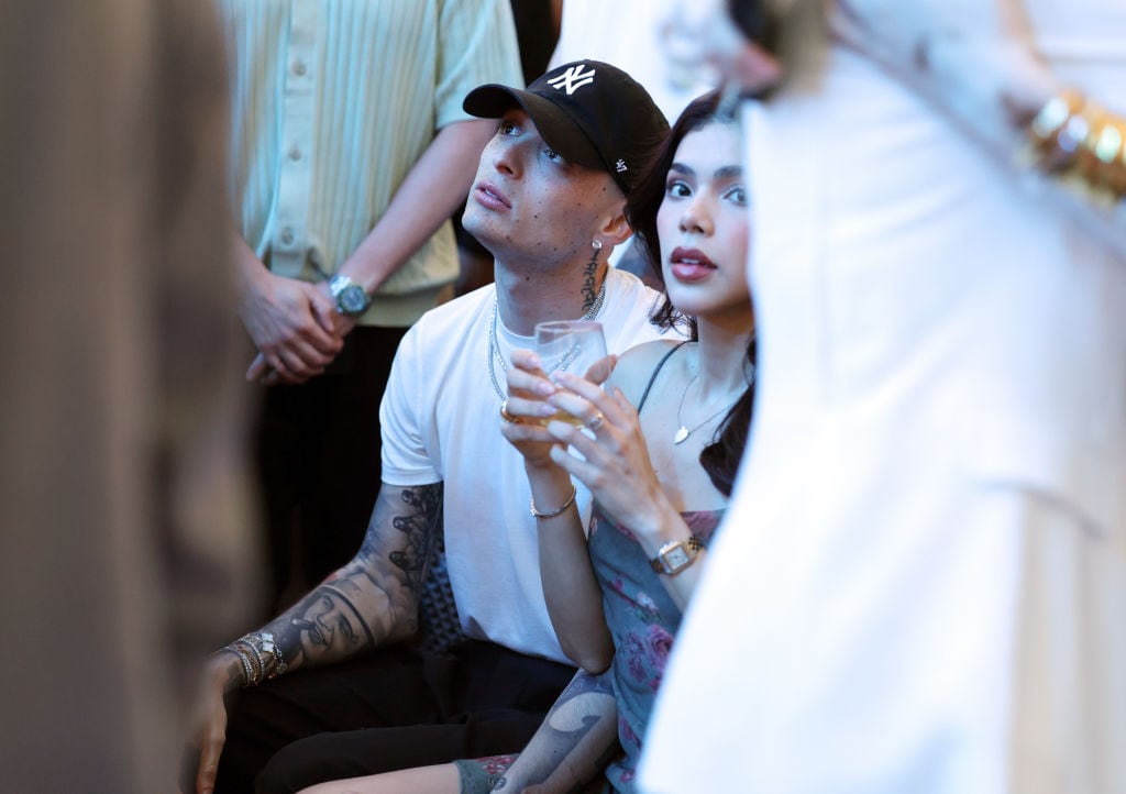 Peso Pluma and Kenia Os attend Pegasus World Cup 2025 at Gulfstream Park on January 25, 2025 in Hallandale, Florida. Alexander Tamargo/Getty Images for Pegasus World Cup 2025