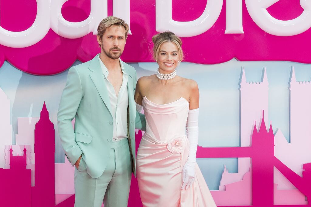 Margot Robbie (R) and Ryan Gosling attend the European premiere of ‘Barbie’ at the Cineworld Leicester Square in London, United Kingdom on July 12, 2023. Wiktor Szymanowicz/Anadolu Agency via Getty Images