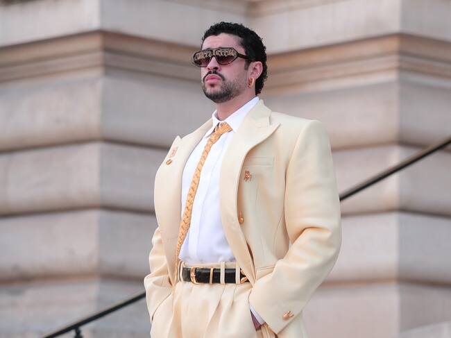 PARIS, FRANCE - JULY 06: Bad Bunny attends the Schiaparelli Haute Couture Fall/Winter 2026/2027 show as part of Paris Fashion Week on July 06, 2026 in Paris, France. (Photo by Jacopo Raule/Getty Images)