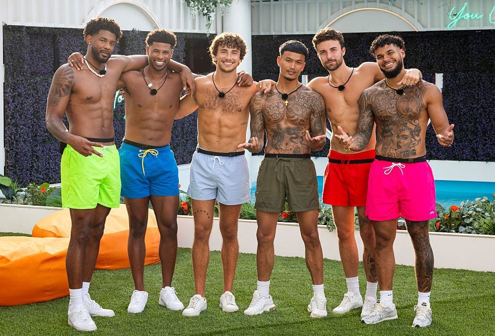 LOVE ISLAND USA — Episode 719 — Pictured: (l-r) Chris Seeley, JD Dodard, Elan Bibas, Zak Srakaew, Zac Woodworth, Bryan Arenales — (Ben Symons/Getty Images)