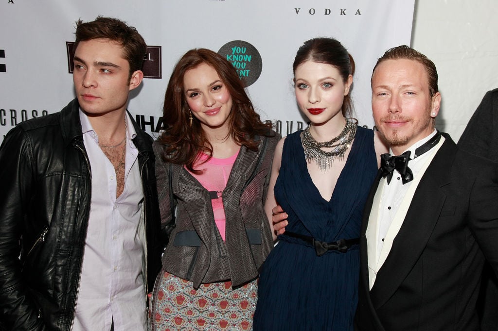 Gossip Girls actors Ed Westwick, Leighton Meester, Michelle Trachtenberg on January 12, 2010 in New York City. Charles Eshelman/Getty Images.