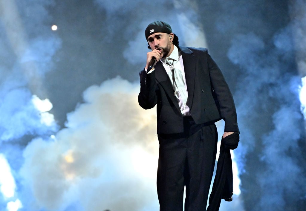Bad Bunny performs during a stop of the Most Wanted Tour at T-Mobile Arena on February 23, 2024 in Las Vegas, Nevada. David Becker/Getty Images