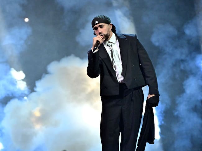 Bad Bunny performs during a stop of the Most Wanted Tour at T-Mobile Arena on February 23, 2024 in Las Vegas, Nevada. David Becker/Getty Images