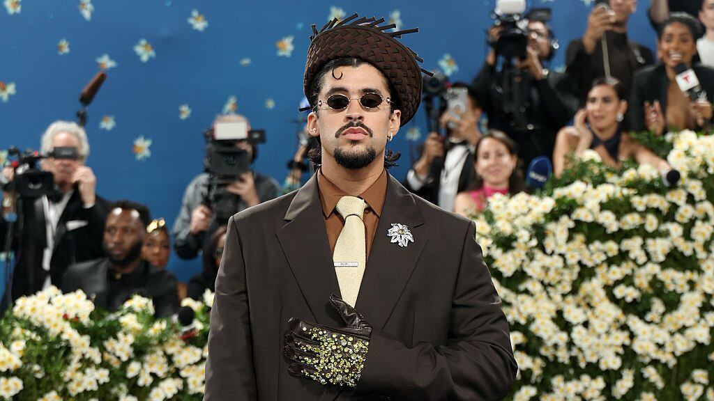 Bad Bunny attends the 2025 Met Gala Celebrating «Superfine: Tailoring Black Style» at Metropolitan Museum of Art on May 05, 2025 in New York City. (Michael Loccisano/Getty Images)
