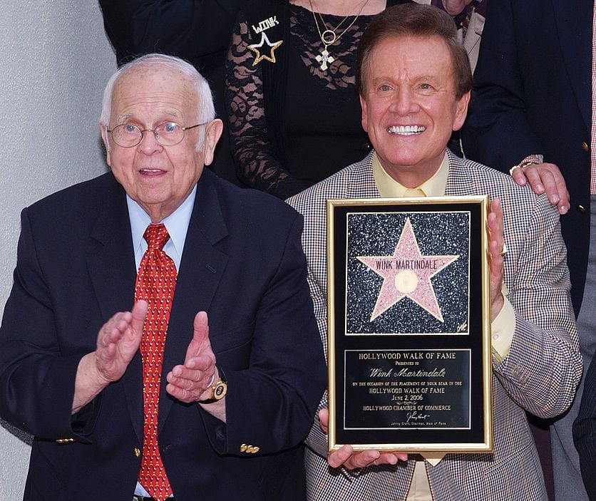 Johnny Grant, Honorary Mayor of Hollywood and Wink Martindale (Michael Tran/FilmMagic)
