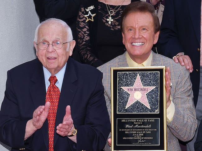 Johnny Grant, Honorary Mayor of Hollywood and Wink Martindale (Michael Tran/FilmMagic)