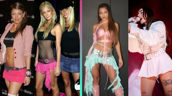 Fergie in 2004, Paris Hilton and her sister Nicky in 2003 Vs. Emilia & Nicki Nicole. Getty Images / Instagram.