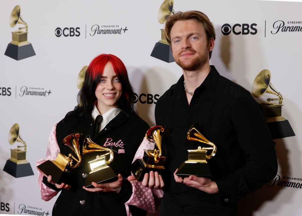 Billie Eilish and Finneas in the press room at The 66th Annual Grammy Awards, airing live from Crypto.com Arena in Los Angeles, California, Sunday, Feb. 4 (8:00-11:30 PM, live ET/5:00-8:30 PM, live PT) on the CBS Television Network. Francis Specker/CBS via Getty Images
